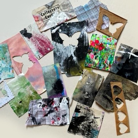 Junk Journal Pack  15+ Hand painted Pieces, Great for scrapbooking, collage - Picture 2 of 11